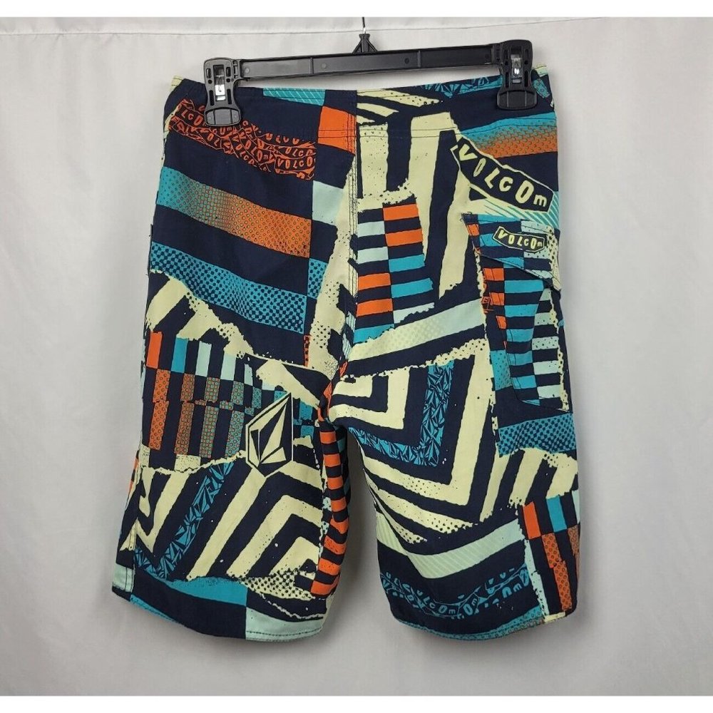 Volcom Man Shorts Suze 28/13 Geometric Print Cotton Blend - Picture 2 of 4